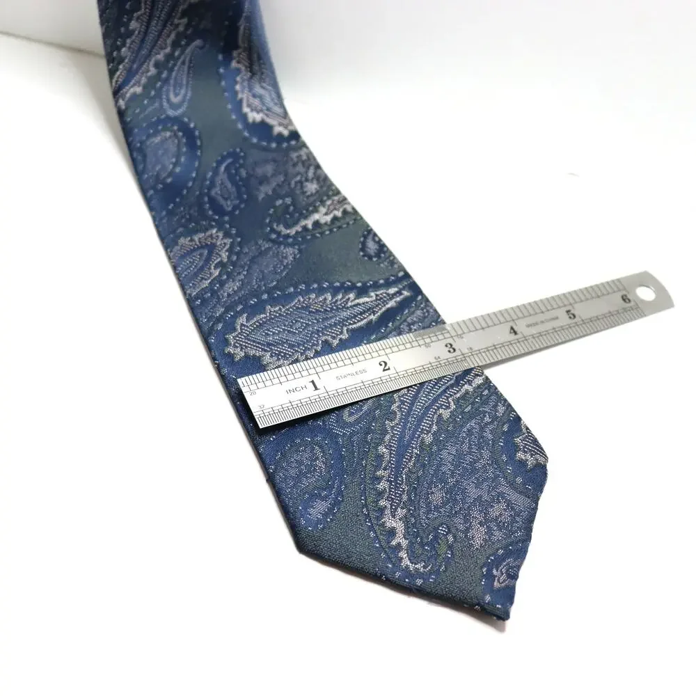 Leatherback Satin Wembley Blue Paisley Silk Tie‎ Classic 3